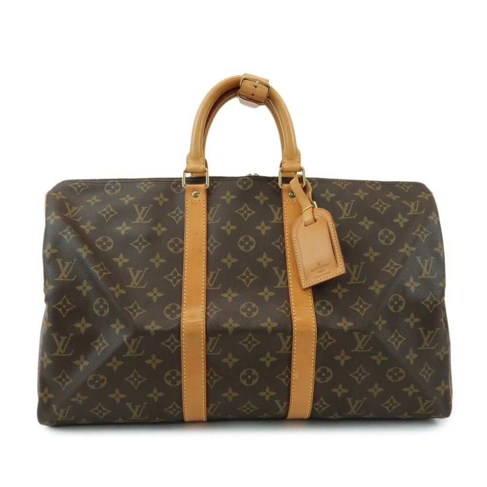 Louis Vuitton Monogram Keepall 45 Boston Bag Brown
